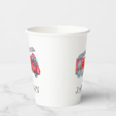 Moderne miniatuurfeest van vuurman papieren bekers (Links)