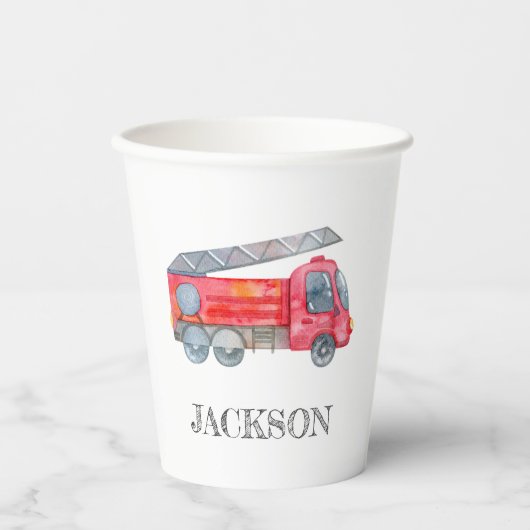 Moderne miniatuurfeest van vuurman papieren bekers (Voorkant)