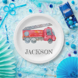 Moderne miniatuurfeest van vuurman papieren bordje