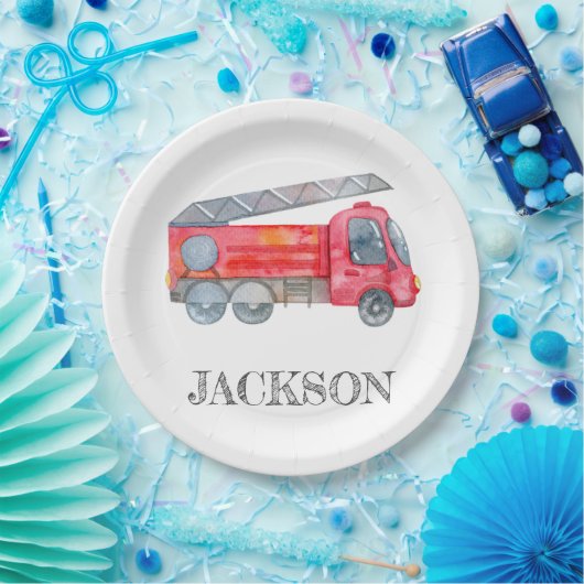 Moderne miniatuurfeest van vuurman papieren bordje (Feest)