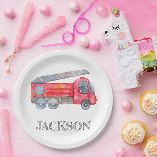 Moderne miniatuurfeest van vuurman papieren bordje (Feest)