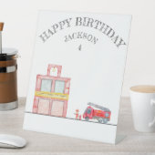 Moderne miniatuurfeest van vuurman reclamebord met voetstuk (Insitu)