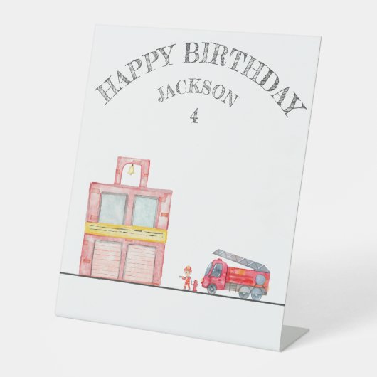 Moderne miniatuurfeest van vuurman reclamebord met voetstuk (Voorkant)