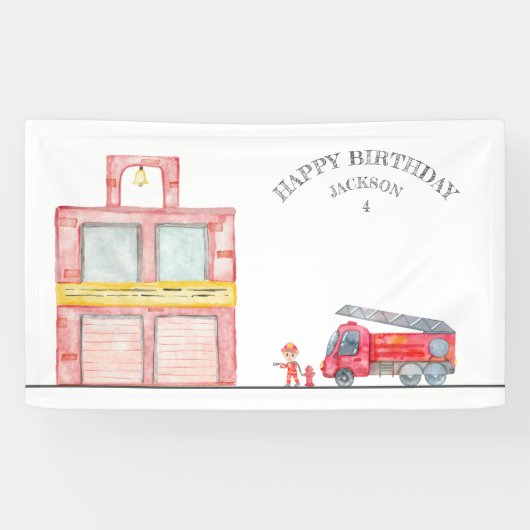 Moderne miniatuurfeest van vuurman spandoek (Horizontaal)