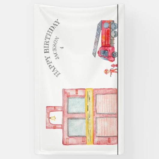 Moderne miniatuurfeest van vuurman spandoek (Verticaal)