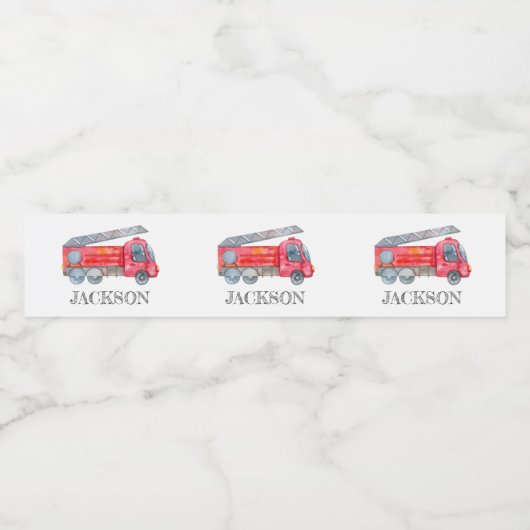 Moderne miniatuurfeest van vuurman waterfles etiket (Enkel label)