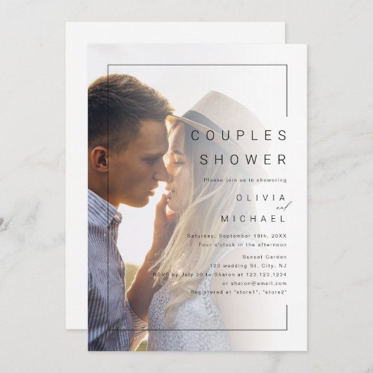 Moderne miniatuurfoto-koppels douchen kaart (Voorkant / Achterkant)