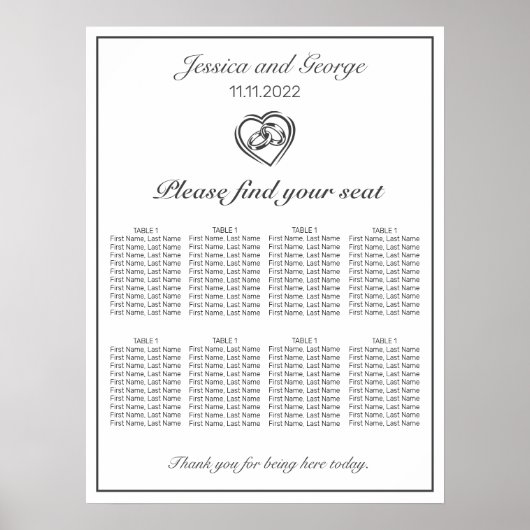 Moderne miniatuurstemkaart voor witte bruiloft poster (Voorkant)