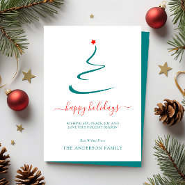 Moderne Miniboom Kerst Rode Ster Eenvoudig Feestdagenkaart