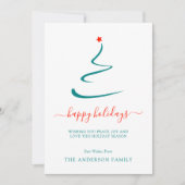 Moderne Miniboom Kerst Rode Ster Eenvoudig Feestdagenkaart (Voorkant)