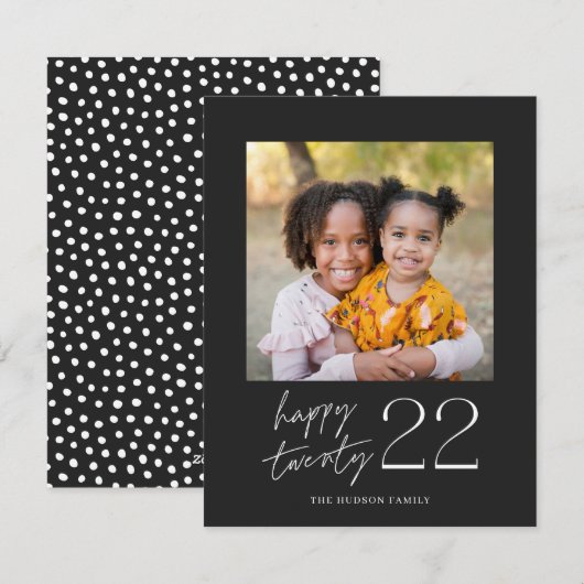 Moderne minieme 2022 Happy 22-fotofeestauto Feestdagenkaart (Voorkant / Achterkant)