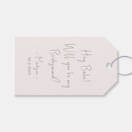 Moderne minieme bridesmaid-ontwerphandleiding Blus Cadeaulabel (Voorkant (Horizontaal))