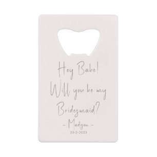 Moderne minieme bridesmaid-ontwerphandleiding Blus Creditkaart Flessenopener