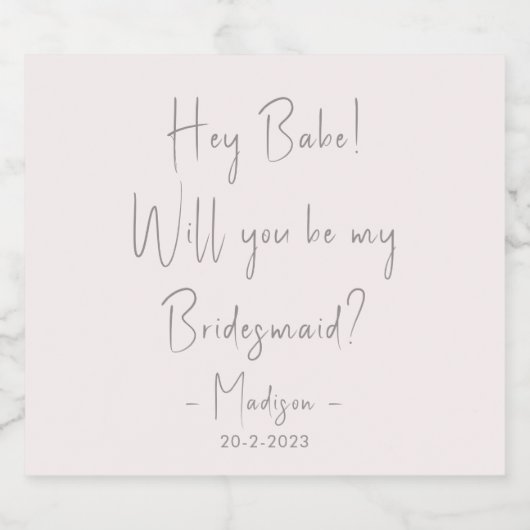Moderne minieme bridesmaid-ontwerphandleiding Blus Sparkling Wijnetiket (Enkel label)