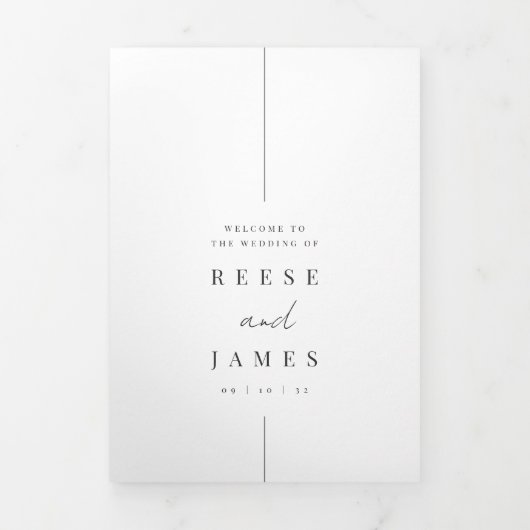 Moderne minieme brief voor bruiloft en reisroute drieluik programma (Cover)