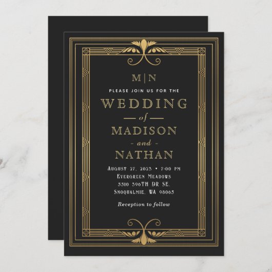 Moderne minieme deco-bruiloft kaart (Voorkant / Achterkant)