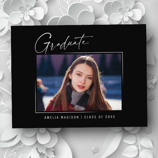 Moderne minieme Elegant Ink Script Afstudeerder Fo Briefkaart