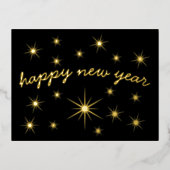 Moderne minieme elegant script, gelukkige nieuwjaa folie feestdagen briefkaart (Voorkant)