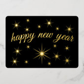 Moderne minieme elegant script, gelukkige nieuwjaa folie feestdagenkaart (Voorkant)