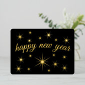 Moderne minieme elegant script, gelukkige nieuwjaa folie feestdagenkaart (Staand Voorkant)