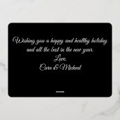 Moderne minieme elegant script, gelukkige nieuwjaa folie feestdagenkaart (Achterkant)