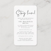 Moderne minieme elegante grafische accommodatie informatiekaartje (Voorkant)