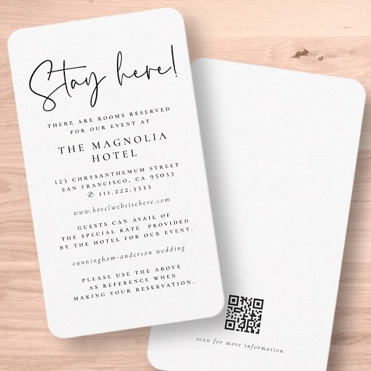 Moderne minieme elegante grafische accommodatie informatiekaartje