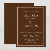 Moderne minieme eslegante klassieke bruine bruilof kaart (Voorkant / Achterkant)