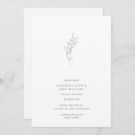 Moderne minieme fijne esthetische prig bruiloft kaart (Voorkant / Achterkant)