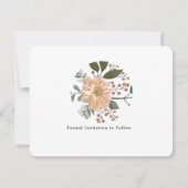 Moderne minieme Floral Wedding bewaar de datum (Achterkant)