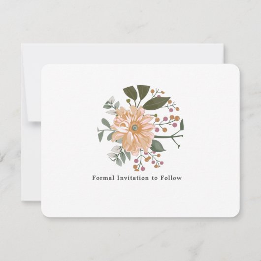 Moderne minieme Floral Wedding bewaar de datum (Achterkant)