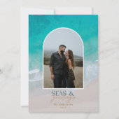 Moderne minieme foto-kerststrand feestdagenkaart (Voorkant)