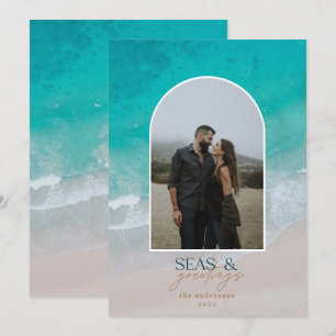 Moderne minieme foto-kerststrand feestdagenkaart