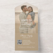 Moderne minieme fotobruiloft all in one uitnodiging (Binnen)