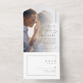 Moderne minieme fotobruiloft all in one uitnodiging (Binnen)