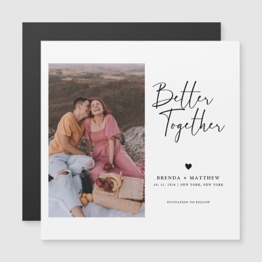 Moderne minieme fotobruiloft bespaart de datum mag (Voorkant / Achterkant)