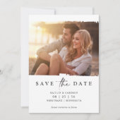 Moderne minieme fotobruiloft bespaart de datum save the date (Voorkant)
