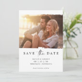 Moderne minieme fotobruiloft bespaart de datum save the date (Staand voorkant)