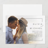 Moderne minieme fotobruiloft kaart (Voorkant / Achterkant)