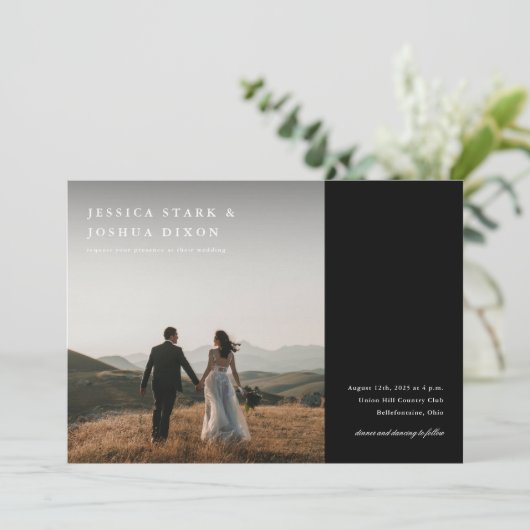 Moderne minieme fotobruiloft kaart (Staand voorkant)