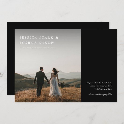 Moderne minieme fotobruiloft kaart (Voorkant / Achterkant)