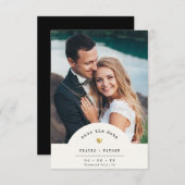 Moderne minieme goudfotobruiloft voor schrijfmachi save the date (Voorkant / Achterkant)