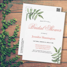 Moderne minieme Greenery Bridal Shower-uitnodiging
