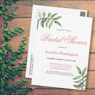 Moderne minieme Greenery Bridal Shower-uitnodiging Briefkaart