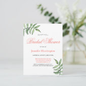 Moderne minieme Greenery Bridal Shower-uitnodiging Briefkaart (Staand voorkant)