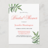 Moderne minieme Greenery Bridal Shower-uitnodiging Briefkaart (Voorkant)