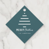 Moderne minieme groene kerstboompijn met prettig k bedankjes labels (Voorkant)