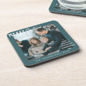 Moderne minieme groene kerstboompijn met prettig k bier onderzetter (Linkerzijde)