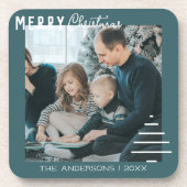 Moderne minieme groene kerstboompijn met prettig k bier onderzetter (Voorkant)