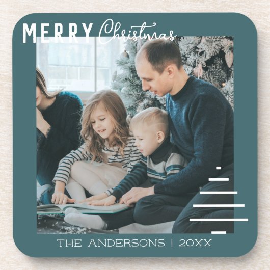 Moderne minieme groene kerstboompijn met prettig k bier onderzetter (Voorkant)